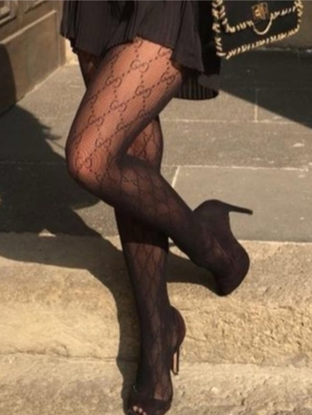 Luxury GG Woven Fishnet Stockings Tights Pantyhose - Picture 6 of 8
